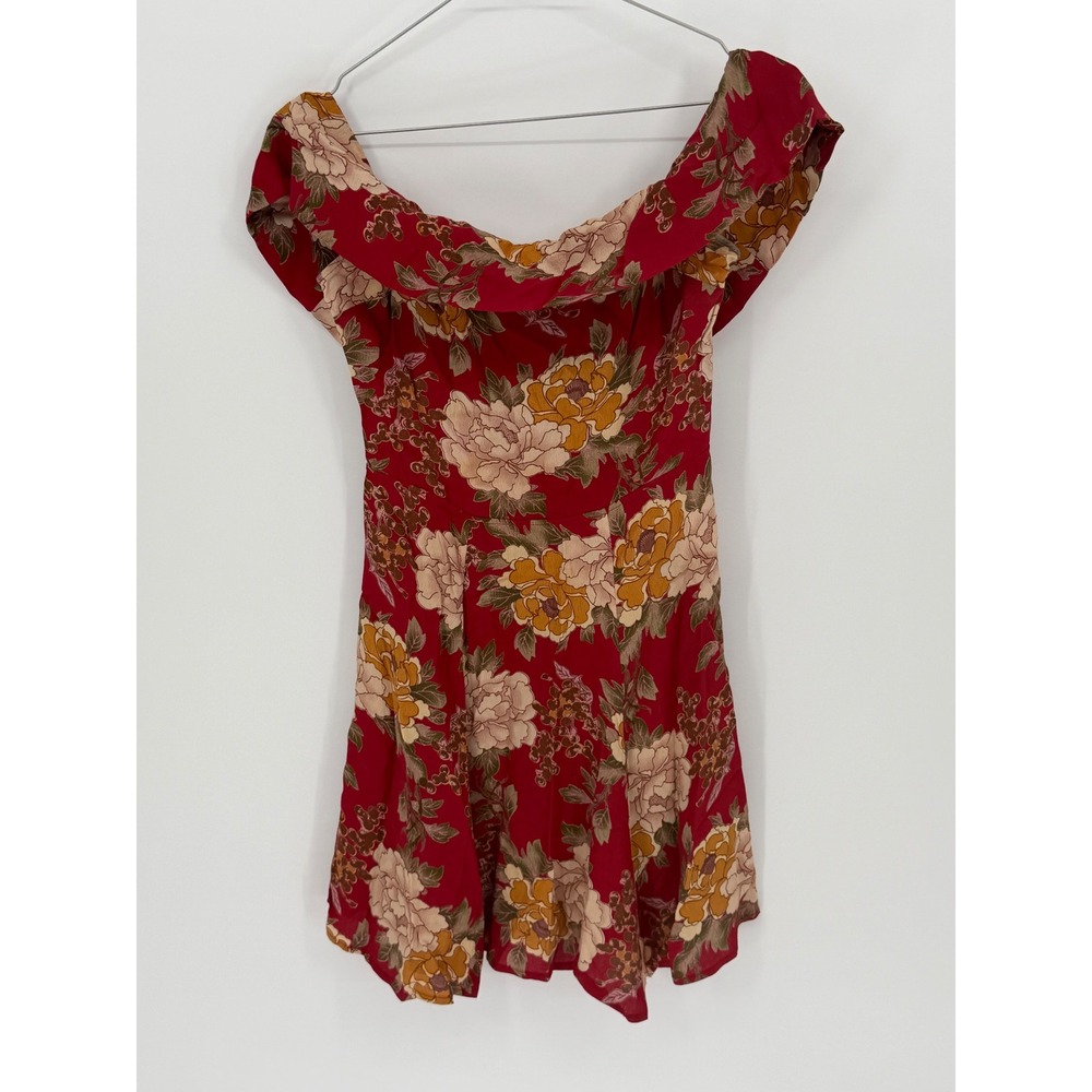 Reformation Womens Dress Off-Shoulder Floral Red 0P